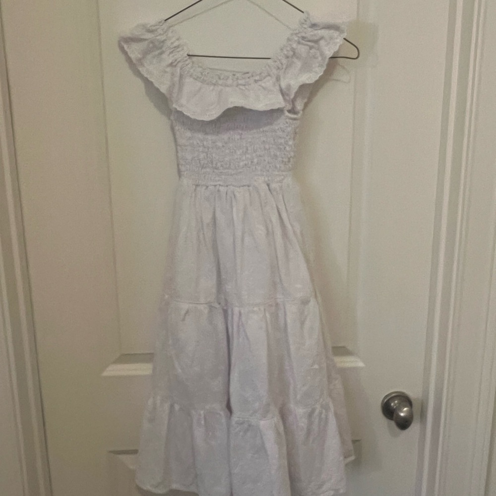 White Ruffled Kids Dress